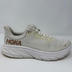 Hoka Arahi 7 Size 8.5 Women White Rose Gold Athletic Running Shoes Sneakers